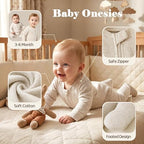 Golray Baby Gifts for Baby Shower, 9pcs Newborn Essential for Boys Girls 0-6 Months with Footed Romper/Muslin Swaddle Blanket/Felt Storage Bag/Bib, Welcome Baby Gender Reveal Infant Gift Box Set - Image 3
