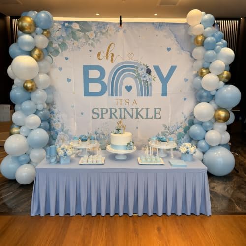 10x6.5ft Baby Shower Backdrop Decorations Blue Floral Baby Shower Banner Backdrop Photo Booth Background for Baby Party Photography Props for Boy's or Girl's Party Supplies(Boy Style) - Image 2