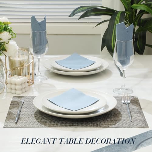 300 Pcs Dusty Blue Cocktail Napkins Disposable 10 x 10" Linen - Image 3