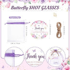 Funnymoom 50 Sets Butterfly Baby Shower Favors for Guests Souvenir A Little Butterfly is on The Way Acrylic Clear Shot Glasses Thank You Tags with Organza Bags Spring Party Decorations - Image 2