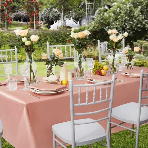 6 Pack Satin Table Cover Rectangle, Rose Gold, 60 x 102 Inches - Image 4