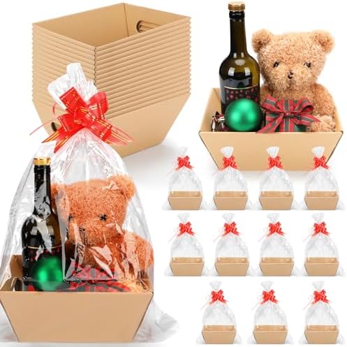Hoolerry 60 Pcs Gift Basket Set, 20 Kraft Trays with Cellophane Bags by Hoolerry