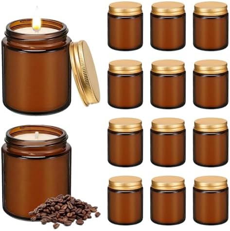 12 Pack 8 oz Coffee Scented Soy Candles, Bulk Glass Jar Candles, Aromatherapy Candles for Home, Office, Wedding, Party & Gifts by Veiuwa