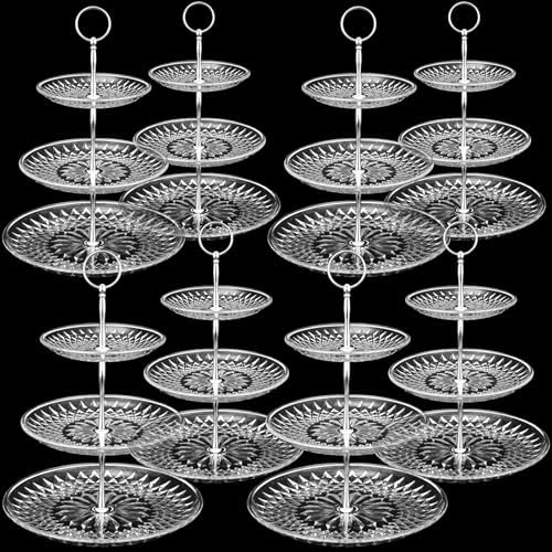 Patelai 8 Pcs 3 Tier Acrylic Cake Stand, Clear, Silver by Patelai