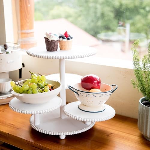 Wooden 4 Tiered Cupcake Stand Rustic Beaded Tower for 50 Cupcakes Party - Image 2
