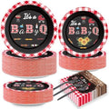 200pcs BBQ Baby Shower Plates Napkins Baby Q Paper Tableware Set It's A BabyQ Cake Dessert Disposable Dinnerware Rustic Barbecue Party Decoration for Baby Shower Birthday Decor Supplies Serves 50 by Naozinebi
