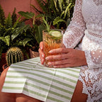 100 Pack Striped Linen-feel Napkins Bulk Striped, Sage Green - Image 5