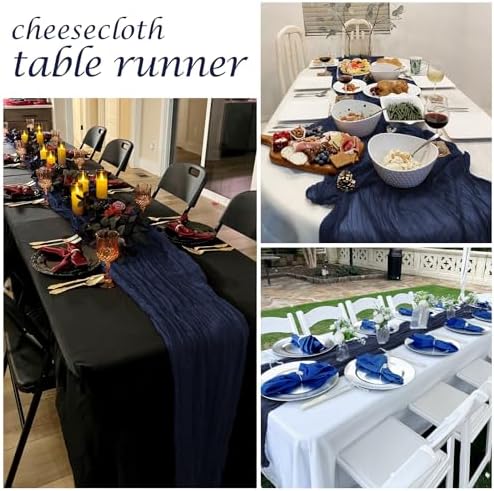 25 Pack Navy Blue Cheesecloth Table Runner 17 x 108 Inch Gauze TableRunner Fabric Semi Sheer Cheese Cloth Table Runner Bulk for Rustic Romantic Wedding Baby Shower Table Decoration - Image 7