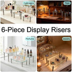 6 Pack Tempered Glass Cake Stands Set 9 11 13 Inch Dessert Display Riser - Image 6
