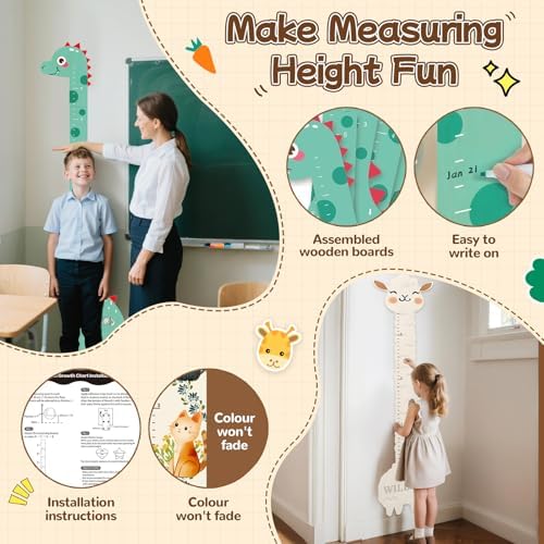 Personalized Name Height Chart for Kids, Alpaca Height Measurement for Wall, Wooden Growth Chart for Boys Girls, Playroom Wall Decor Measuring Board for Kids Height - Image 3