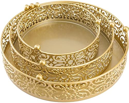 Hedume 3 Pack Cake Stand, Round Metal Cake Stands, 8" 10" 12" Dessert Display Cupcake Stands, Wedding Brithday Party Celebration Dessert Cake Display Plates-Gold - Image 3