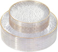 Rubtlamp 60Pcs Clear Plastic Plates,Clear Disposable Plates With Gold Rim,Heavy-duty Gold Plates,Hammered Party Plates Include 30Clear Dessert-Platos,30Dinner-Platos for Wedding, Party by Rubtlamp