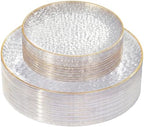 Rubtlamp 60Pcs Clear Plastic Plates,Clear Disposable Plates With Gold Rim,Heavy-duty Gold Plates,Hammered Party Plates Include 30Clear Dessert-Platos,30Dinner-Platos for Wedding, Party by Rubtlamp