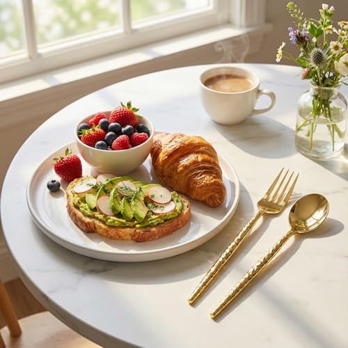 Supernal 360PCS Hammered Gold Plastic Silverware,Heavy Duty Plastic Utensil - Image 2