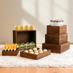 6-Pack Wood Risers Display Stands, Multi-Height Food Risers for Buffet Table, Rustic Wooden Cake & Cupcake Stands for Party, Birthday, Wedding, Halloween Decor - Image 6