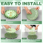 FoldTier 6 Pack Cupcake Stand Set 3 Pcs 3 Tier Gradient Dessert Table Display Stands Cookie Tray Rack 3 X14 in Rectangle Party Trays for Wedding Birthday Tea Party Baby Shower(Green,Round) - Image 4