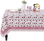 Ridhi Sangria Red Hand Block Print Cotton Tablecloth 160 x 72 Inch by Ridhi