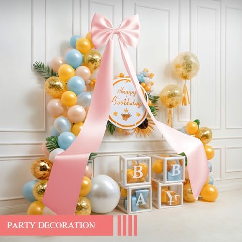 Giant Bow Decoration, Big Bows for Backdrop 75x18 Inch,Bow Themed Room Decor,Large Satin Decorative Bows for Wedding Engagement Bachelorette Baby Shower Bridal Christmas (Pink, 75x18 Inch) - Image 4