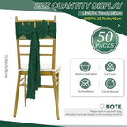 50 PCS Cheesecloth Chair Sashes Bows Wedding Aisle Decorations Chair Ribbon Ties Back Sash for Wedding Party Events Banquet Chair Cover Decoration (Emerald Green) - Image 2