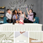 6 Pack Beige Spandex Table Covers 6ft Rectangle Ruffle Skirts for Party - Image 4