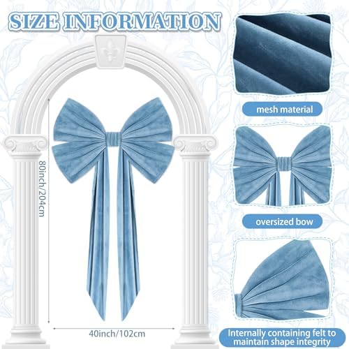 Suncalla 40 x 80 Inch Extra Large Blue Velvet Bow for Backdrop, Xmas Tree - Image 3