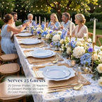 WDF 175Pcs Blue Plastic Plates - Heavy Duty Baby Blue Plates Disposable - 25Guests Plastic Dinnerware Ideal for Parties/Wedding/Baby Shower/Spring/First Communion/Father‘s Day - Image 2