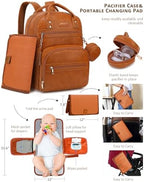 ROSEGIN Premium Vegan Leather Diaper Bag Backpack with Waterproof Changing Pad, Reinforced Zippers & Odor-Free, 20 Pockets Pro Organizer, Fits 15.6" Laptop, Stroller Straps, Baby Bag for Mom, Brown - Image 3
