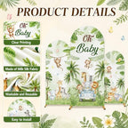 3Pcs Safari Jungle Baby Shower Decoration Safari Jungle Baby Shower Animal Arch Backdrop Cover Set Wild Tropical Leaves Photography Background Stand Covers for Birthday Party Decorations 4ft 5ft 6ft - Image 3