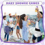 6 Sets Bottle Chug Baby Shower Games Juegos Para Plastic Baby Bottles Bibs Disposable Diapers Gender Reveal Games Baby Changing Diaper Race Game Decoration (Purple) - Image 7