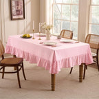 Romanstile Gingham Ruffled Tablecloth Rectangle, 60 x 120 Inch, Pink - Image 5