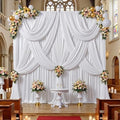 gogoparti 10x15 ft White Backdrop Curtain for Weddings & Parties - 2-Panel Wrinkle-Free Polyester Drape, 15 FT Long for Birthday, Baby Shower, Halloween Photography Background by Gogoparti