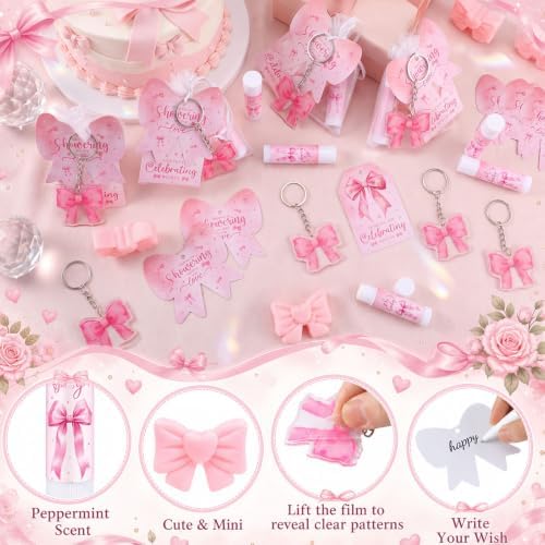 288 Pcs Baby Shower Favors Set for Guests,Pink,Bow - Image 3