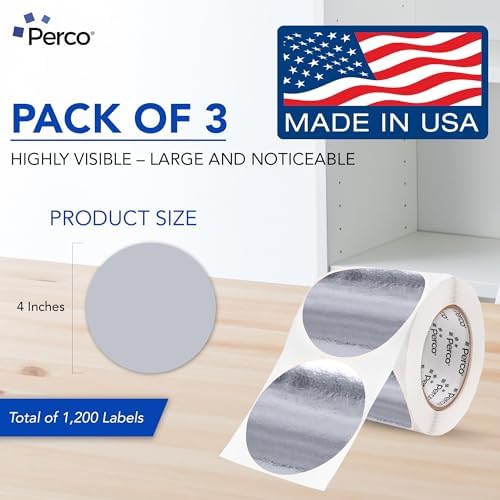 Perco Metallic Silver Perforated Round Circle Dot Sticker 4-Inch Labels — 3 Rolls, 1,200 Stickers - VIP, Priority & Modern Display Labels, Event Signage & Identification - Made in USA - Image 2
