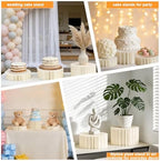 6 Pack Beige Foldable Paper Buffet Risers - Display Stands with Acrylic Top - Image 6