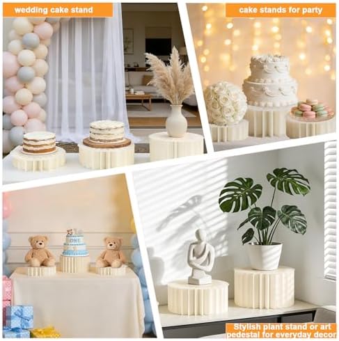 6 Pack Beige Foldable Paper Buffet Risers - Display Stands with Acrylic Top - Image 6