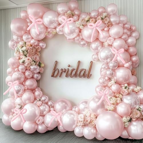 Burgundy Pink Balloon Garland Double Stuffed Pastel Pearl Pink Gold Mauve Balloons Maroon Latex Plum Balloon Arch Kit for Women's Birthday Wedding Baby Shower Decoration - Image 6