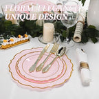 350PCS Pink Plastic Plates, Plastic Dinnerware Sets for 50 Guests - Image 3