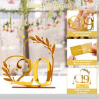 Wedding Table Numbers 1-20, Gold Heart Design with Leaf Detail, Freestanding Metal Table Decor - Image 4