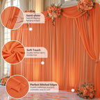 20ft x 10ft Orange Backdrop Curtains, Wrinkle-Free Sheer Chiffon Fabric Photo Backdrop Drapes for Wedding Arch Party Ceremony Stage Photography Decorations - Image 6