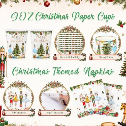 Honeydak 210 Pcs Nutcracker Plates and Napkins Christmas Party Supplies - Image 5