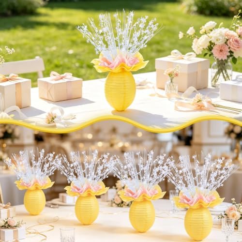 6 Set Lemon Paper Lanterns Table Centerpieces Decor Pink Yellow - Image 3