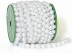 Krismile 22 yards 10mm Large crystal Faux Pearls Beads String By the Roll for Party Garland flowers Wedding Baby Shower Centerpieces Bridal DIY Decoration KRS030 (White) - Image 3