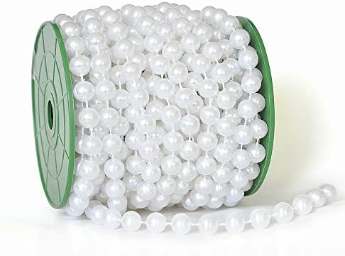 Krismile 22 yards 10mm Large crystal Faux Pearls Beads String By the Roll for Party Garland flowers Wedding Baby Shower Centerpieces Bridal DIY Decoration KRS030 (White) - Image 3