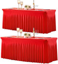 gogoparti 2 Pack Spandex Red Fitted Table Cloth for 8ft Rectangle Tables Red Stretch Tablecloth Table Covers Skirt Banquet Wrinkle Free Tablecloths for Parties Wedding by Gogoparti