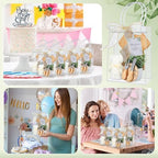 Honeydak 49 Pcs Baby Shower Prizes for Game Players 6 Sets Babysuit Shaped Bamboo Cheese Board Fork Knives Coasters Towel Potted Plant Thanks Card Gift Bag for Baby Bridal Shower Wedding Favors - Image 6