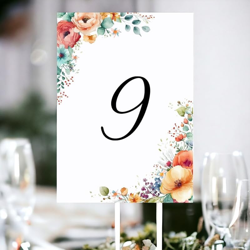Multi Flower Design Table Number Cards Double Sided Party Table Numbers for Reception Baby Shower Anniversary Birthday Bridal Party 5x7 100 Pcs - Image 2