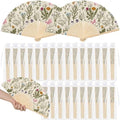 25 Pcs Wildflower Folding Hand Fan Bulk with Organza Bags by Memorywuu