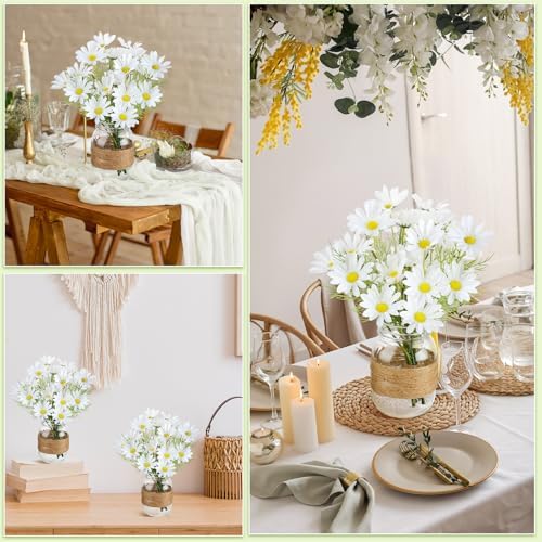 43 Pcs/ 6 Set Daisy Mason Jar Table Centerpiece Mason Jar Vases - Image 6