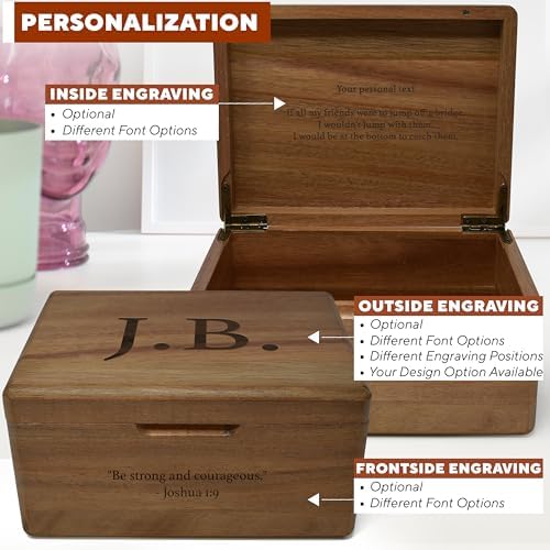 Custom Engraved Small Wooden Box, Acacia Wood Memory Boxes - Image 3