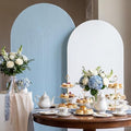 2 Set Wedding Arch Cover Blue White Ripple & Solid Stretchy Backdrop Cover by Tegeme